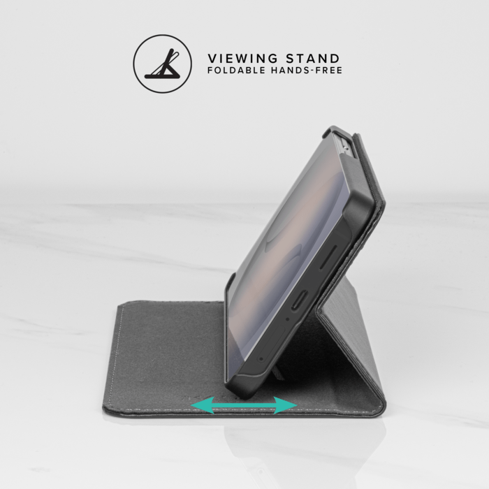 Coque clapet folio avec fente pour cartes & support fabriqu&eacute; avec &eacute;tui en plastique recycl&eacute; Pour Samsung Galaxy S26 5G, Noir