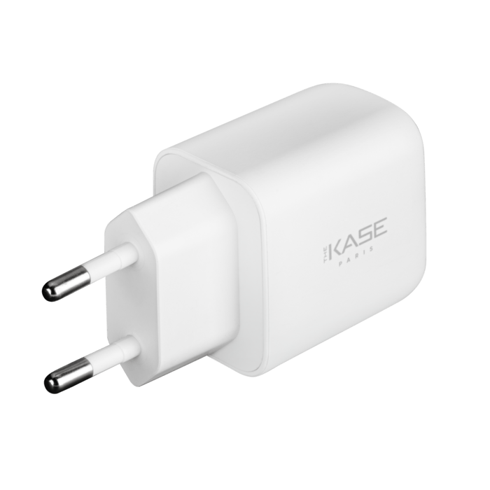 Chargeur mural PowerPort Speed LITE 20 W double USB UE + câble de charge/synchronisation rapide USB-C vers USB-C, blanc
