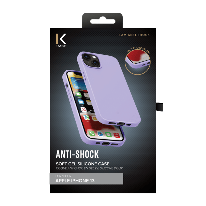Coque antichoc en gel de silicone doux pour Apple iPhone 13, Violet Lilas