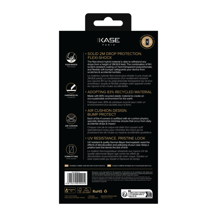 Coque hybride invisible fabriquée à 83 % de plastique recyclé pour Samsung Galaxy A15 5G 2023, transparente