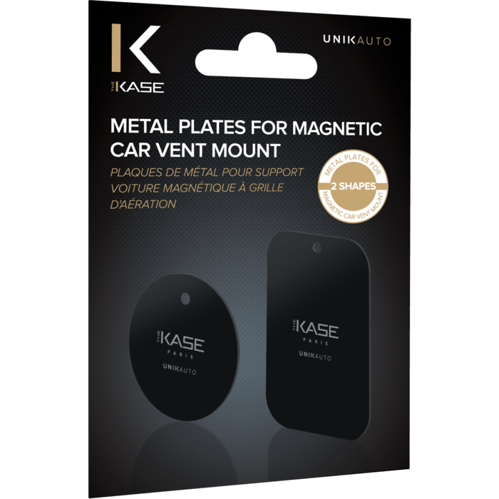 Plaques de métal pour support voiture magnétique à grille d'aération (2  formes) - The Kase