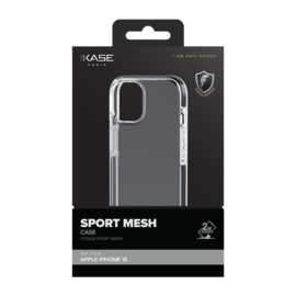 Coque Sport mesh pour Apple iPhone 15, Noir de jais
