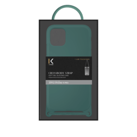 Coque en gel de silicone doux en bandouli&egrave;re pour Apple iPhone 11 Pro, Vert mousse