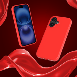 Coque antichoc en gel de silicone doux pour 55% de plastique recycl&eacute; Apple iPhone 16, Rouge Ardent