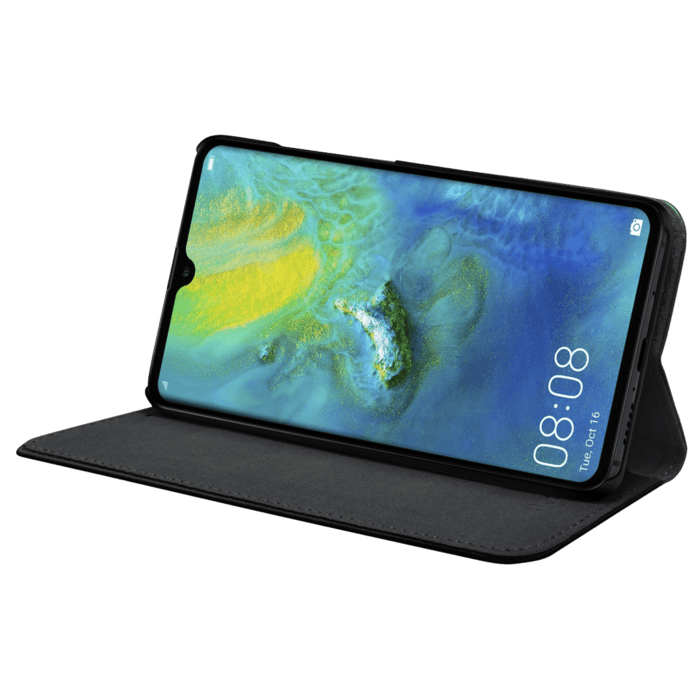 Coque clapet folio avec fente pour cartes & support pour Huawei Mate 20, Noir