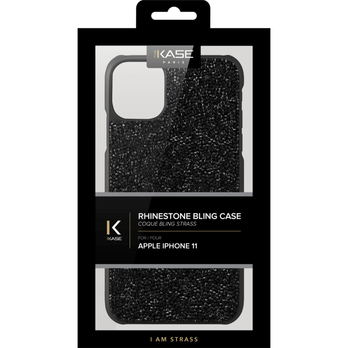 (O)Coque Bling Strass pour Apple iPhone 11, Minuit Noir