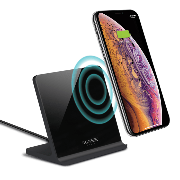 Support de recharge sans fil ultra fin en Aluminium (Charge rapide 15W) GEN 2.0, Noir de Jais