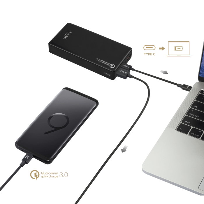 Batterie externe PowerHouse ultra slim 20000mAh (74Wh), Noir de jais