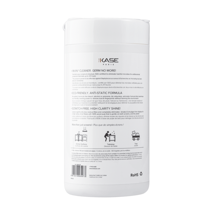 Lingettes Antibact&eacute;riennes Eco-Clean pour &Eacute;cran (100 pi&egrave;ces)