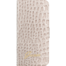 Coque Guess pour Apple iPhone 5/5s//SE, super slim folio, croco Beige