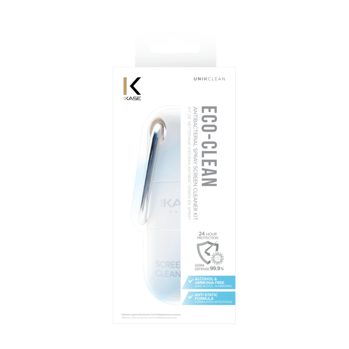 Spray antibactérien Eco-Clean 2-en-1 et kit de nettoyage d'écran en tissu microfibre