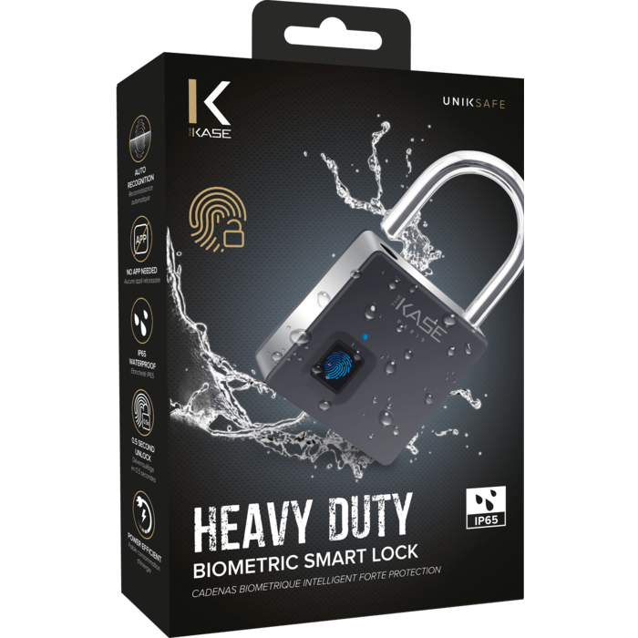 Cadenas Biom&eacute;trique Intelligent &Eacute;tanche IP65 Forte Protection avec double de cl&eacute;s, Noir