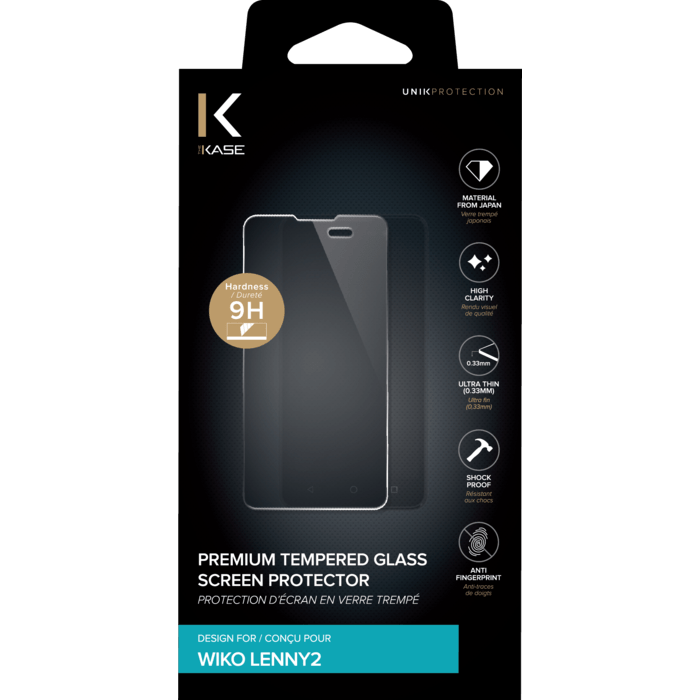 Protection d'&eacute;cran premium en verre tremp&eacute; pour Wiko Lenny2, Transparent