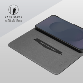 Coque clapet folio avec fente pour cartes & support pour Samsung Galaxy S25+ 5G, Noir
