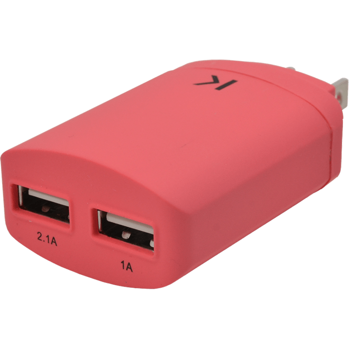 Universal Dual USB Charger (US) 3.1A, Coral