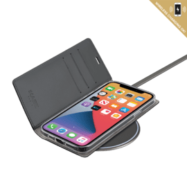 Diarycase 2.0 Coque clapet en cuir v&eacute;ritable avec support aimant&eacute; pour Apple iPhone 12 Pro Max, Noir Minuit