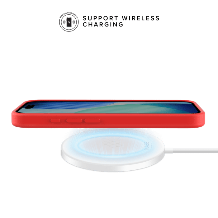 Coque antichoc en gel de silicone doux pour 55% de plastique recyclé Apple iPhone 17, Rouge Ardent