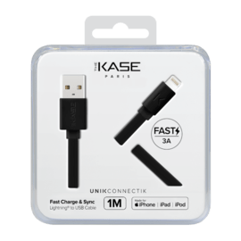 C&acirc;ble Lightning certifi&eacute; MFi Apple Charge Speed 3A charge/ sync (1M), Noir de jais