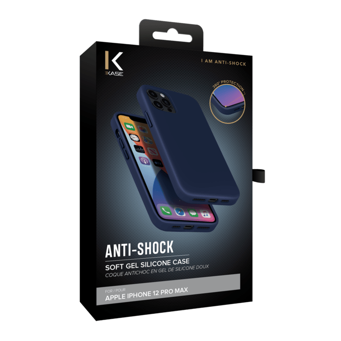 Coque antichoc en gel de silicone doux pour Apple 12 Pro Max, Bleu Oxford