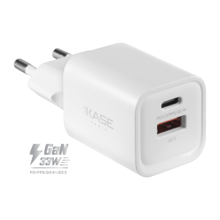 Chargeur mural double port GaN Supreme Power 33W (PPS), Blanc
