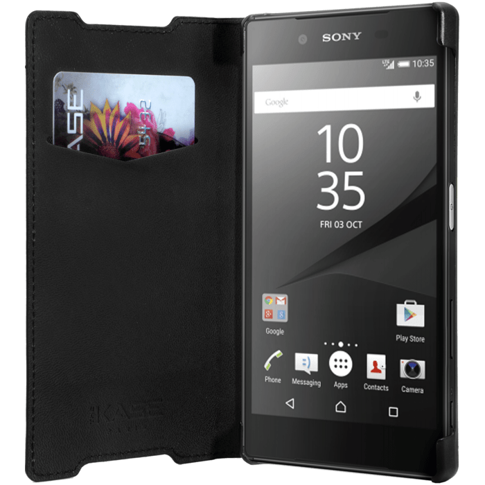 Coque Clapet Slim avec Stand pour Sony Xperia Z5, Noir