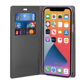 Diarycase 2.0 Coque clapet en cuir v&eacute;ritable avec support aimant&eacute; pour Apple iPhone 12 Pro Max, Noir Minuit