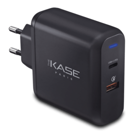 Case Universal PowerPort Ultra Speed+ Quick Charge 60W Dual USB EU Wall Charger (Qualcomm 3.0/Power Delivery), Black