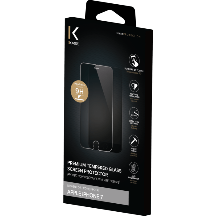 Protection d'&eacute;cran premium en verre tremp&eacute; pour Apple iPhone 7/8, Transparent