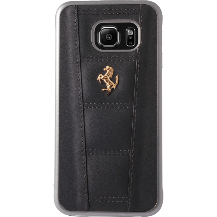 Ferrari Coque en cuir v&eacute;ritable pour Samsung Galaxy S6 Edge, Noir
