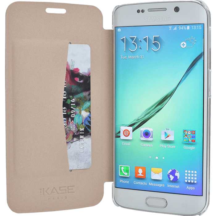 Coque clapet transparent pour Samsung Galaxy S6 Edge, Platine