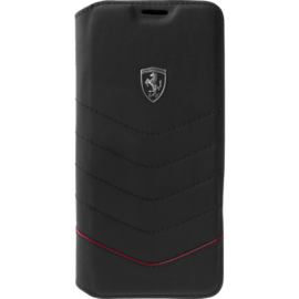 Ferrari Heritage Coque clapet en cuir véritable pour Samsung Galaxy S8+, Noir
