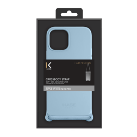 Coque en gel de silicone doux en bandouli&egrave;re pour Apple iPhone 12/12 Pro, Bleu Lilas